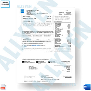 AMEX Business Platinium Card Statement