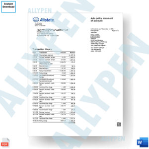 Allstate Insurance Invoice