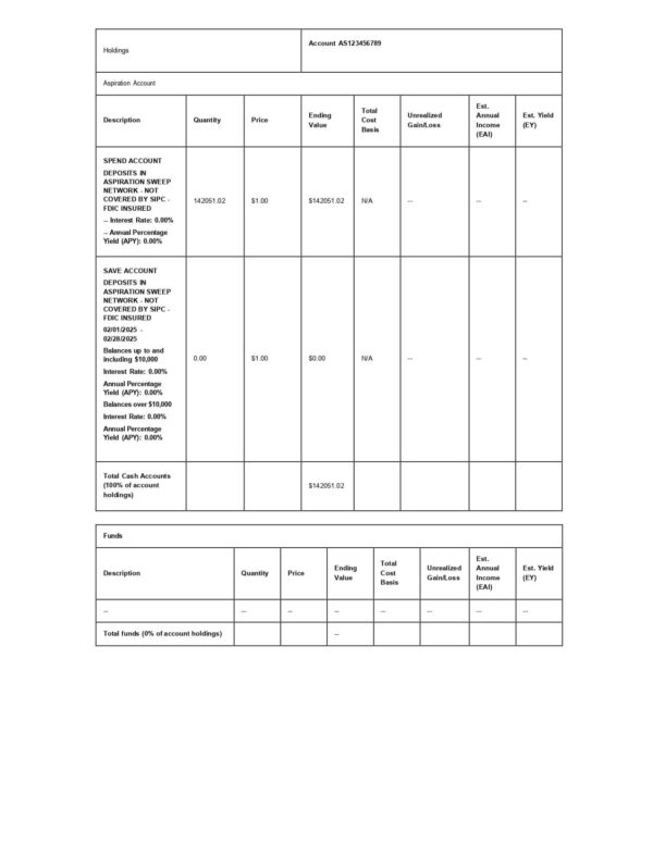 Aspiration Bank Statement