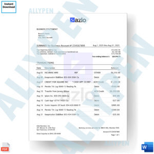 Azlo Bank Statement