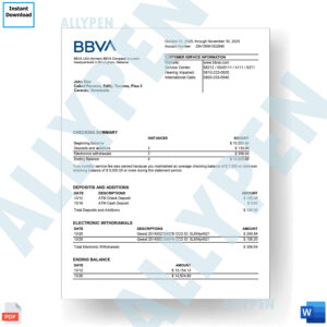 BBVA Bank Statement