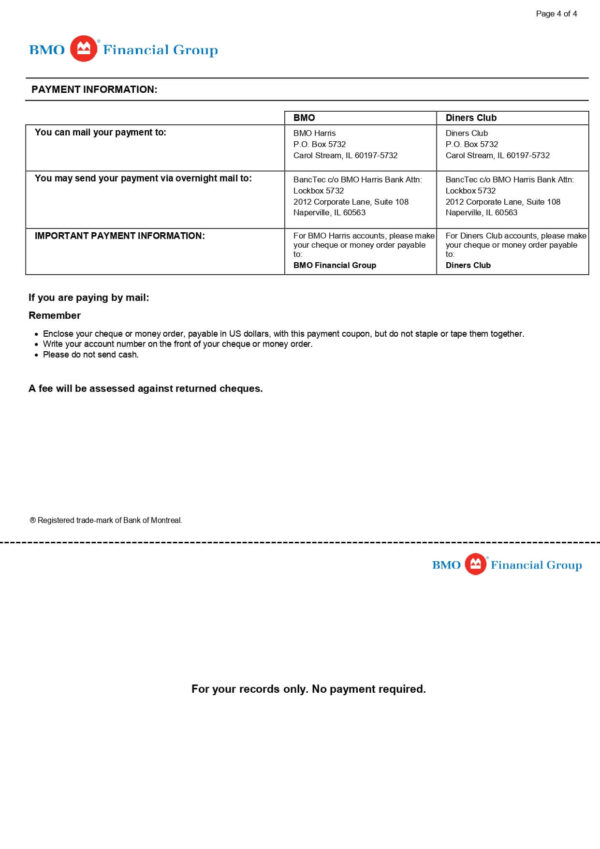 BMO Bank Statement