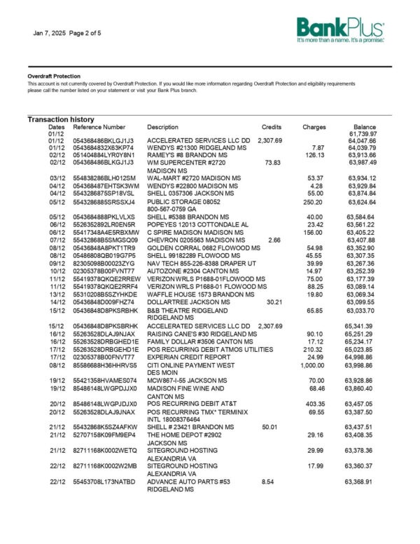 Bank Plus Statement