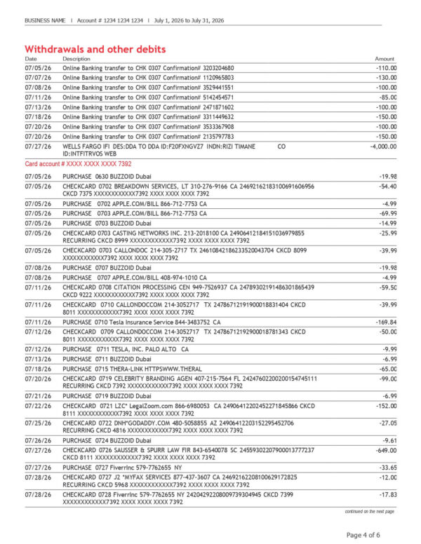 Bank of America Business Statement - Advantage Fundamentals™ Banking
