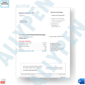 Bank of America Statement - Business Advantage Checking Bank of America Statement - Business Advantage Checking