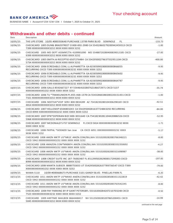 BOA - Business Fundamentals Checking Preferred Rewards for Bus Platinum