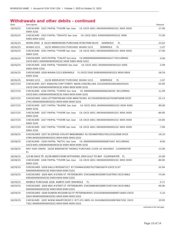 BOA - Business Fundamentals Checking Preferred Rewards for Bus Platinum