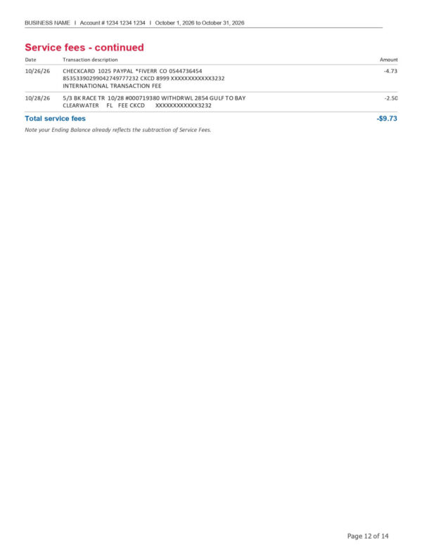 BOA - Business Fundamentals Checking Preferred Rewards for Bus Platinum
