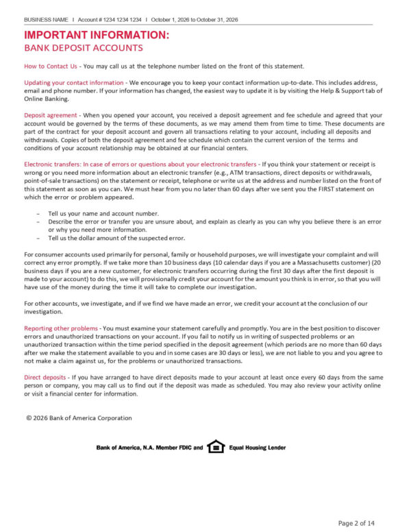 BOA - Business Fundamentals Checking Preferred Rewards for Bus Platinum