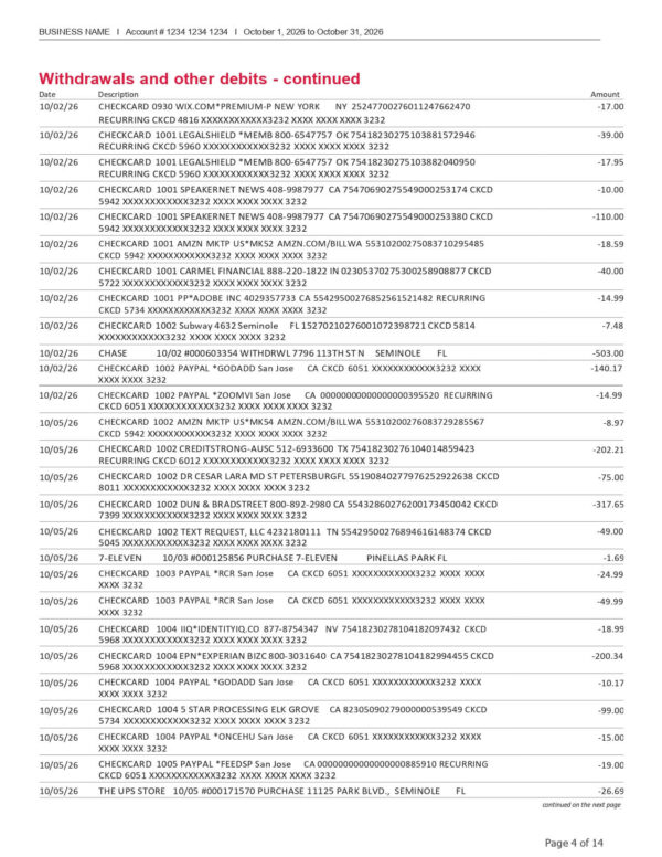 BOA - Business Fundamentals Checking Preferred Rewards for Bus Platinum