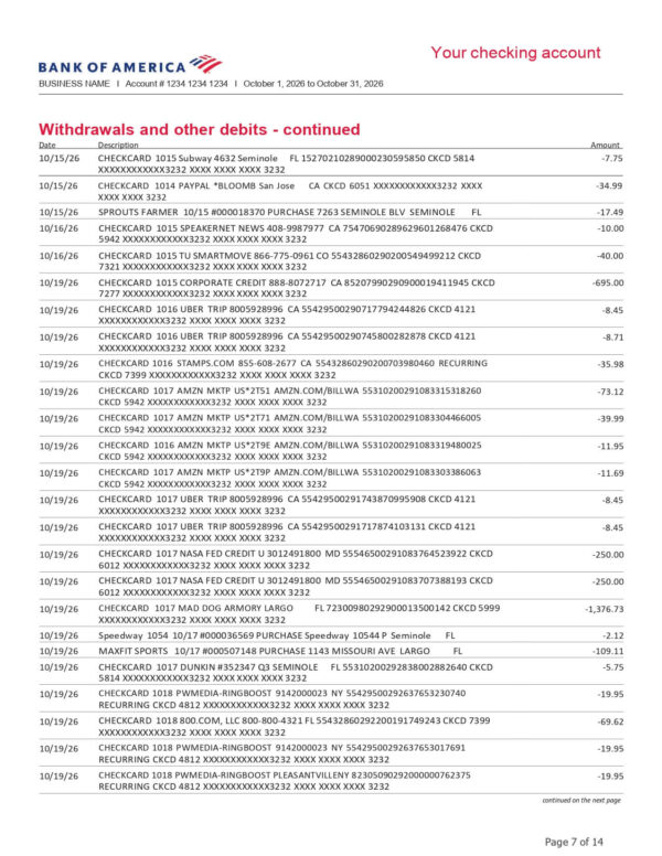 BOA - Business Fundamentals Checking Preferred Rewards for Bus Platinum