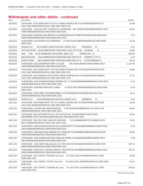 BOA - Business Fundamentals Checking Preferred Rewards for Bus Platinum