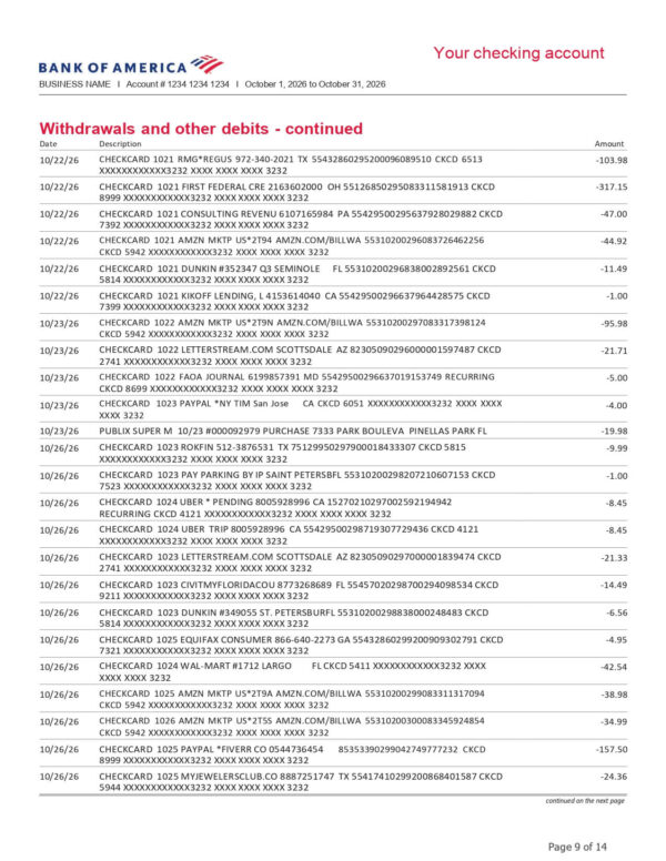 BOA - Business Fundamentals Checking Preferred Rewards for Bus Platinum