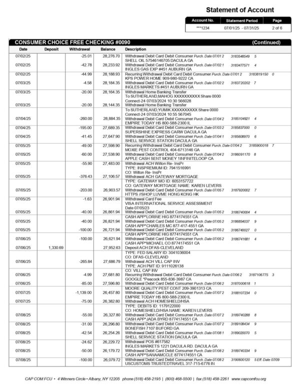CapCom Federal Credit Union Statement
