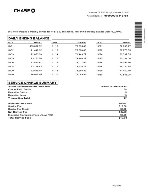 Chase Bank Statement - Business