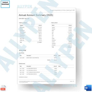 Citi Bank Annual Account Summary