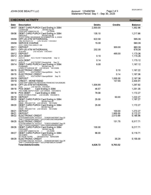 Citi Bank Statement - Business Account