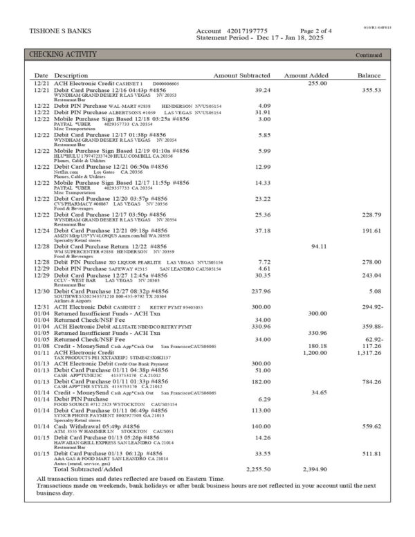 CitiBank Personal Statement - Personal Account