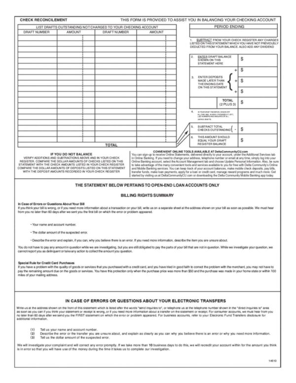 Delta Community Credit Union Statement