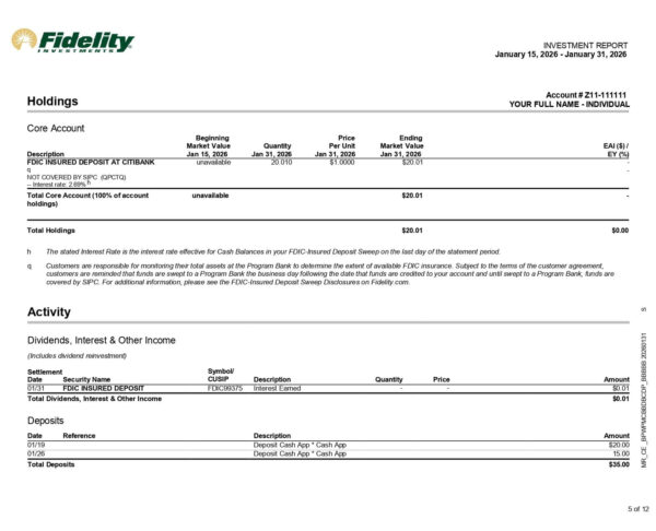 Fidelity Bank Statement Fidelity Bank Statement