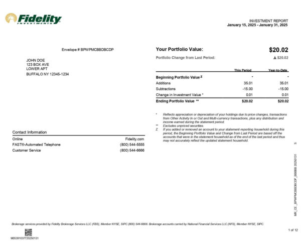 Fidelity Bank Statement