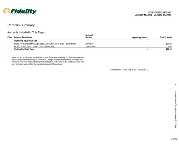 Fidelity Bank Statement