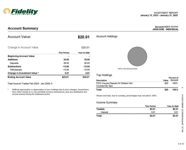 Fidelity Bank Statement