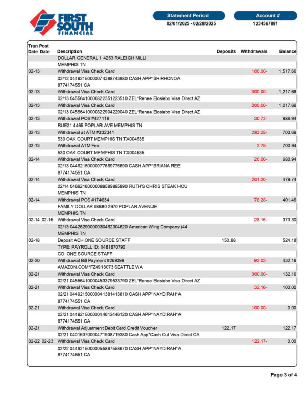 First South Financial Credit Union Statement