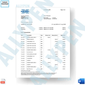 Halifax Bank Statement