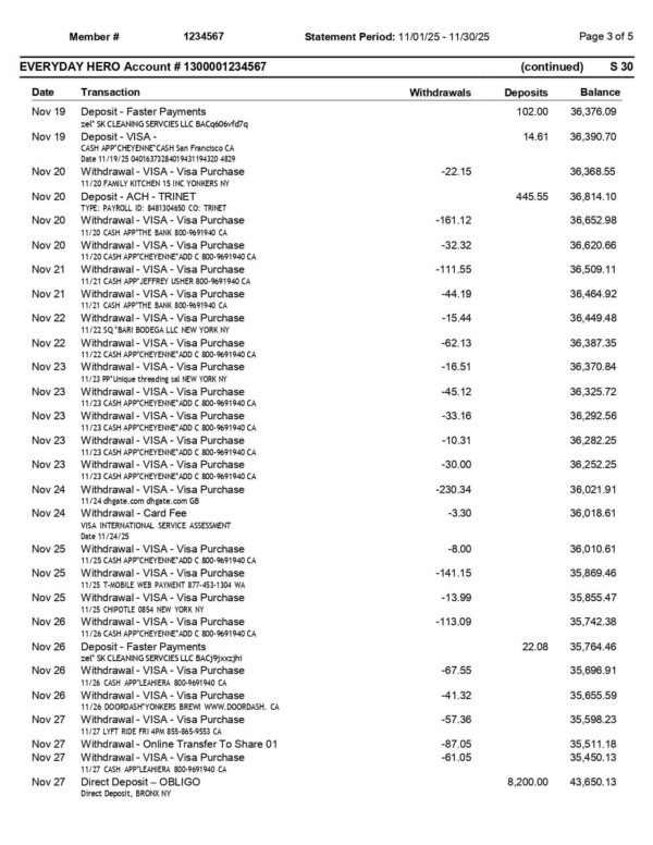 MCU Municipal Credit Union Bank Statement