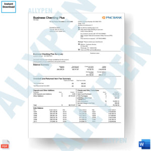 PNC Bank Statement - Business Checking Plus