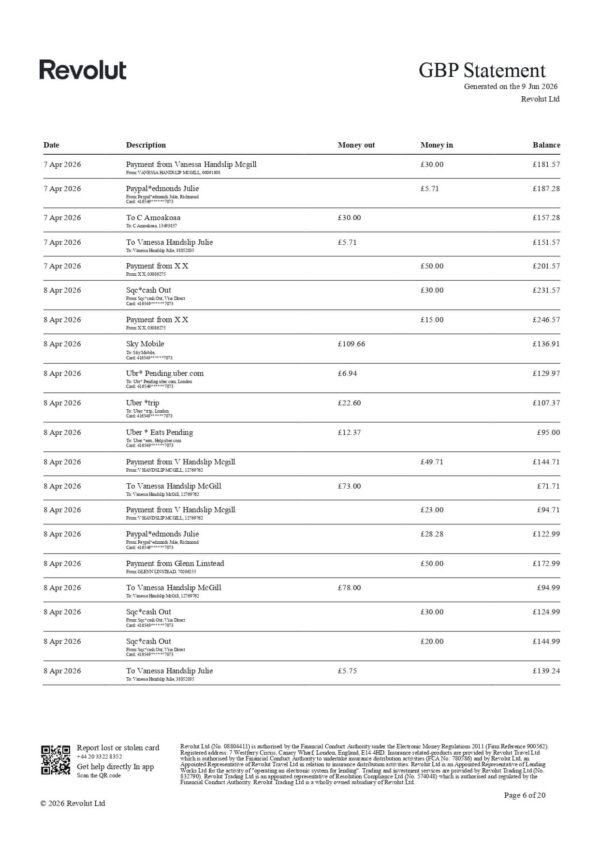 Revolut Bank Statement