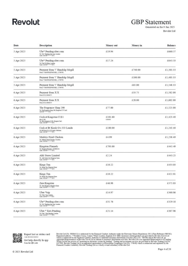 Revolut Bank Statement