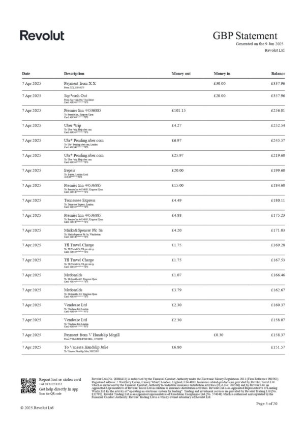 Revolut Bank Statement