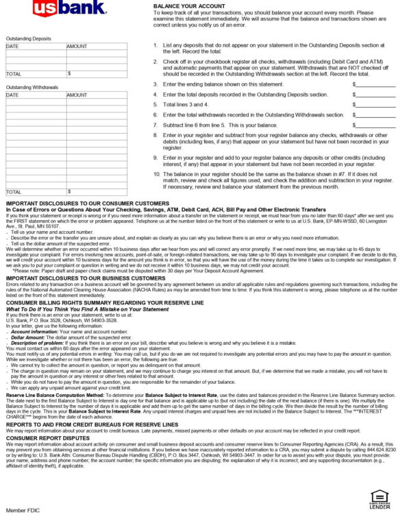 US Bank Statement - Business US Bank Statement - Business