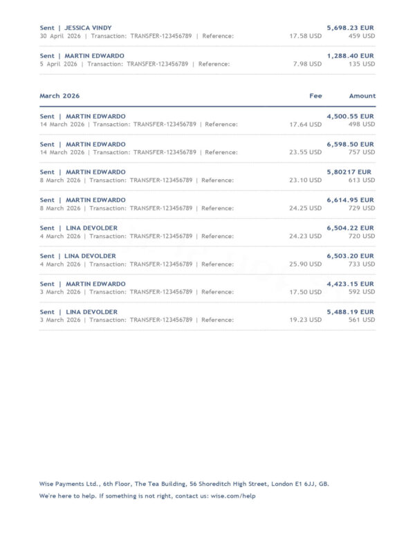 Wise Transaction History Statement Wise Transaction History Statement