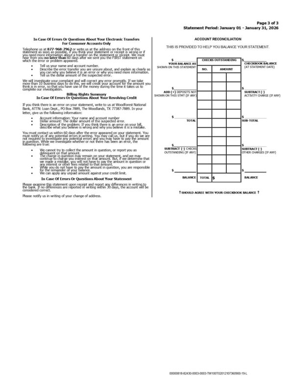 WoodForest National Bank Statement - Business Account WoodForest National Bank Statement - Business Account