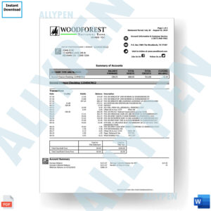 WoodForest National Bank Statement - Personal Account