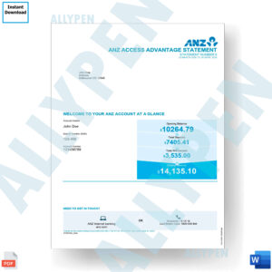 ANZ Bank Statement Template ANZ Bank Statement