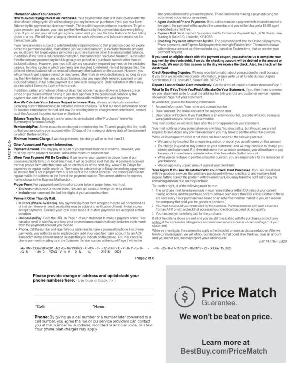Best Buy Credit Card Statement Best Buy Credit Card