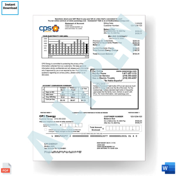 CPS Energy Bill Statement