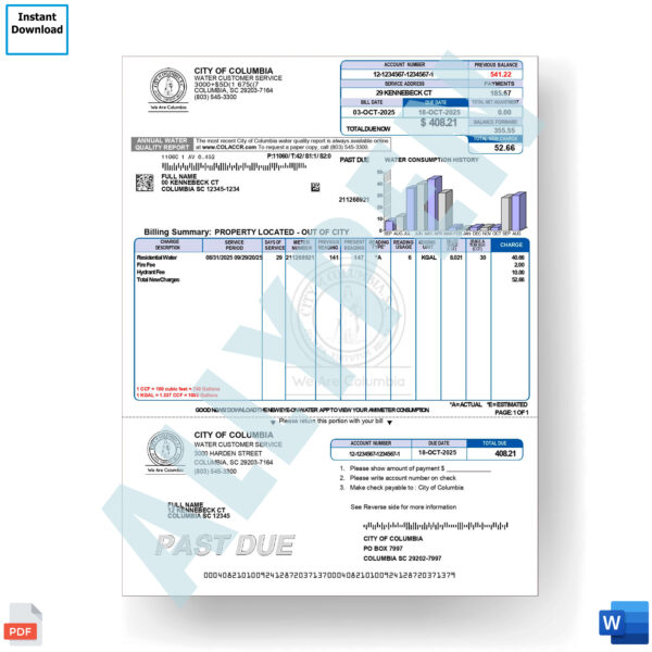 City of Columbia Water Bill