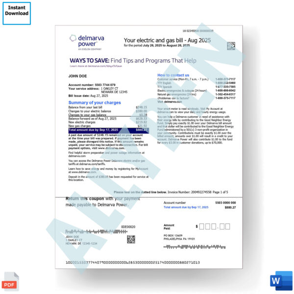 Delmarva Power Bill