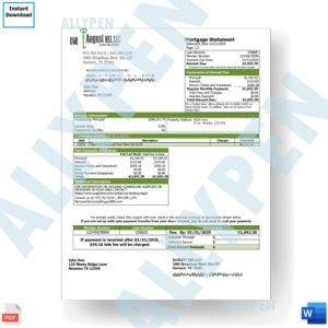 August REI LLC Mortgage Statement