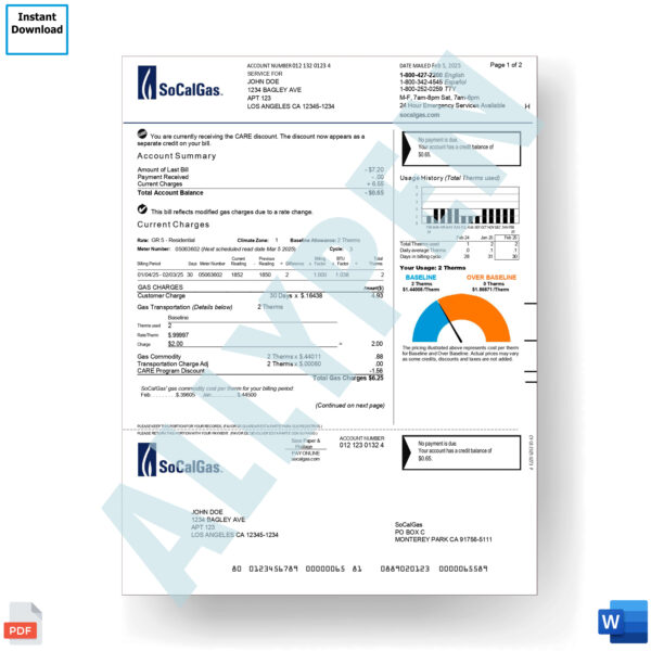 Socalgas Utility Bill