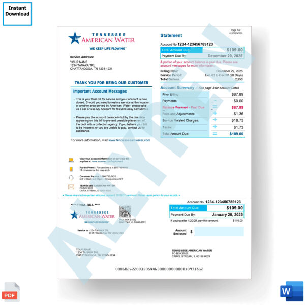 Tennessee American Water Bill