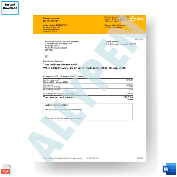 eDF Energy Bill