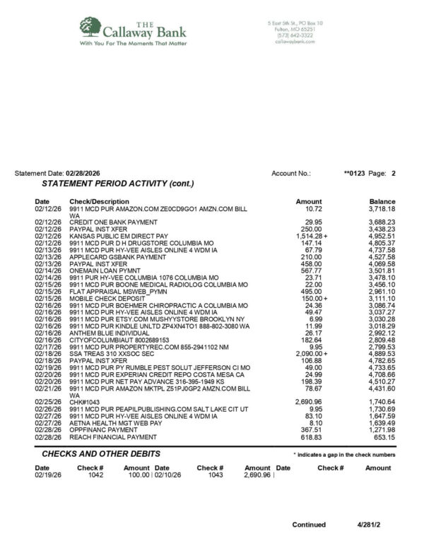 The Callaway Bank Statement The Callaway Bank Statement