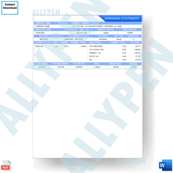 My Earning Statement Template