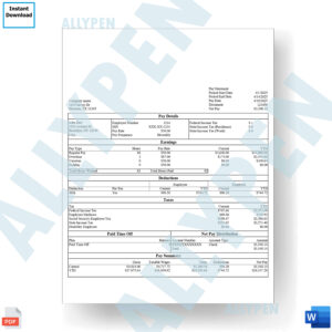 Paystub Statement Template